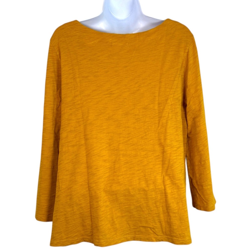 Habitat Womens Cotton Slub Knit Top Sz M Mustard Yellow Boho Lagenlook Casual - Picture 5 of 8